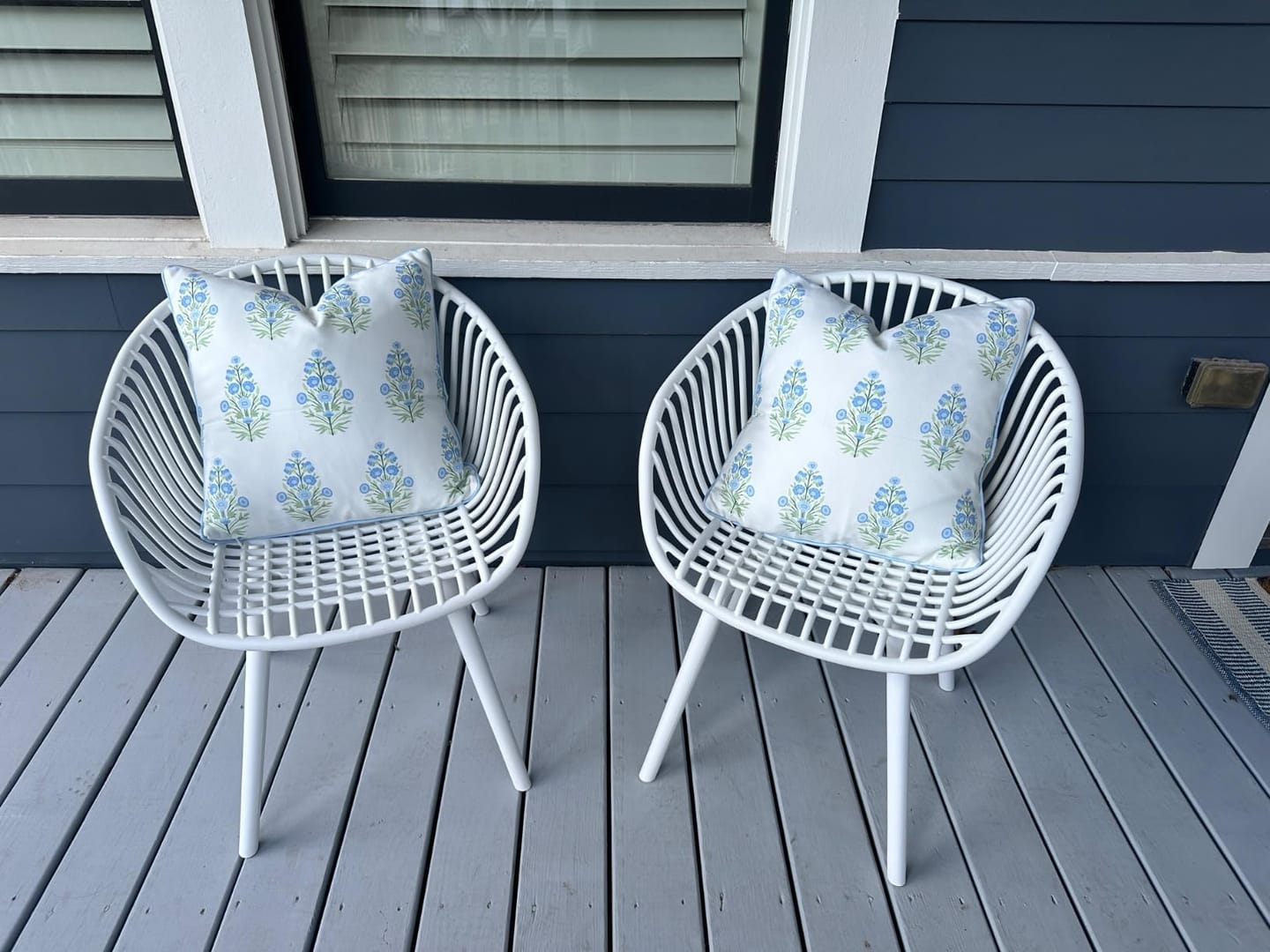 Customer photo review of Coastal Indoor Outdoor Throw Pillow Cover, Floral with Piping, Baby Blue Green, 18"x18"