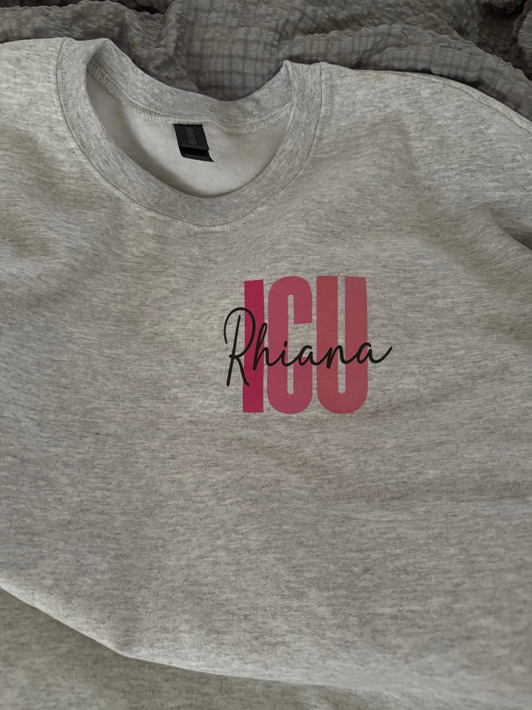 Customer photo review of Personalized Sweatshirt | Blue or Pink Certifications