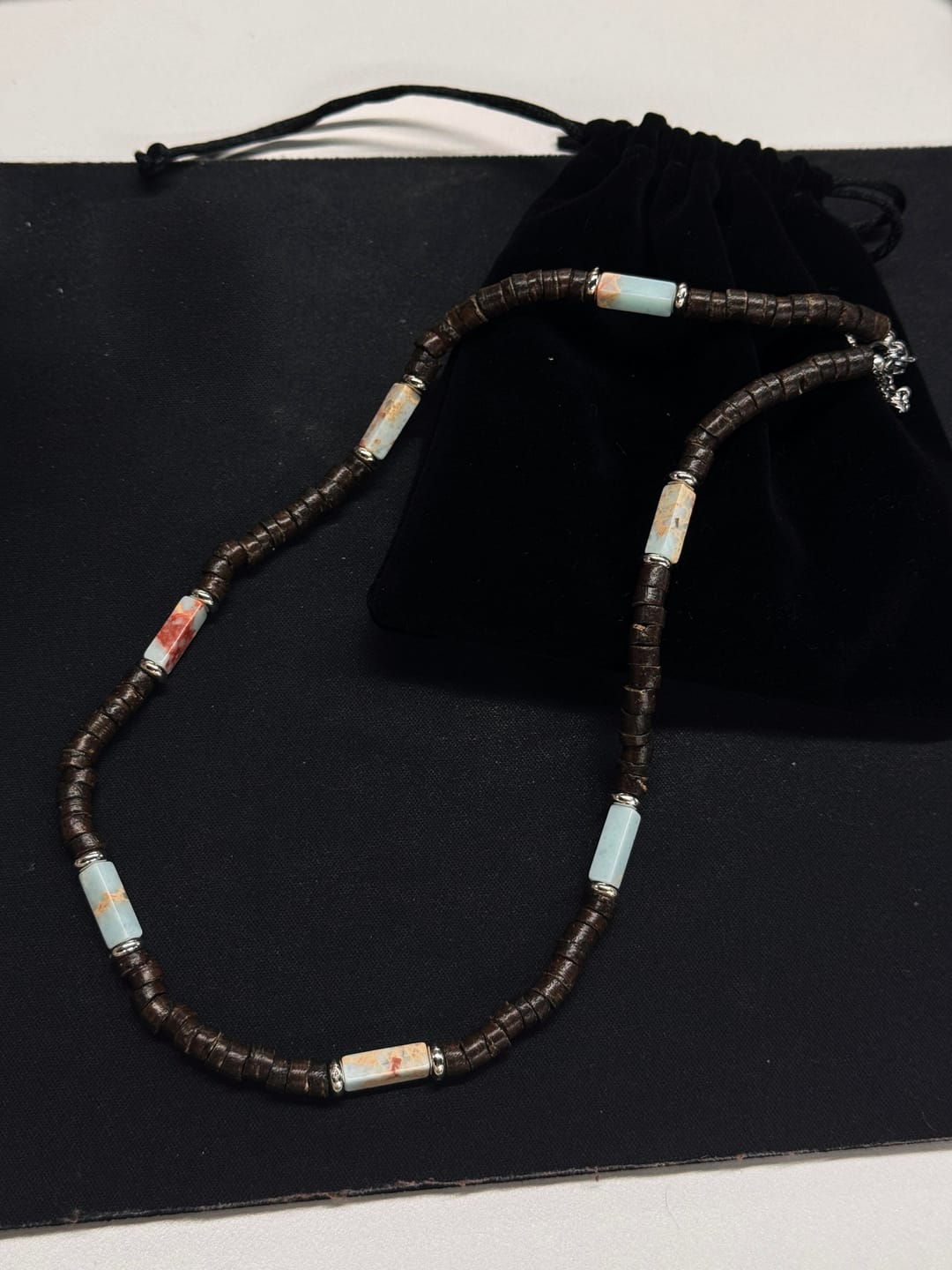 Customer photo review of Olivenorma Brown Coconut Wood Beads Natural Stone Beads Necklace
