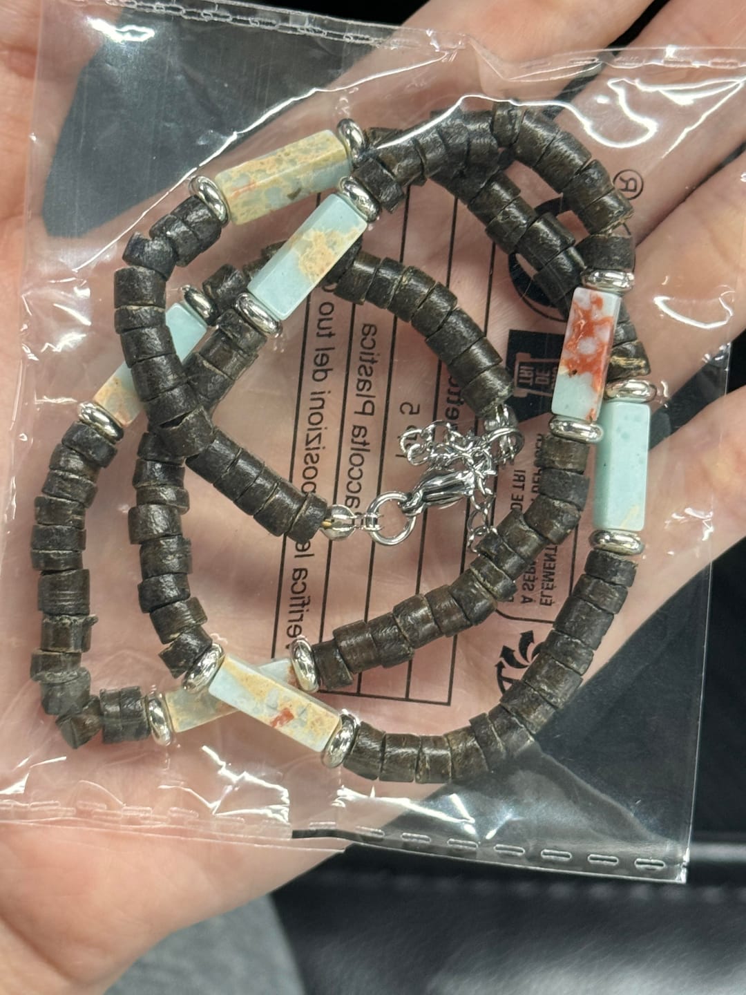 Customer photo review of Olivenorma Brown Coconut Wood Beads Natural Stone Beads Necklace