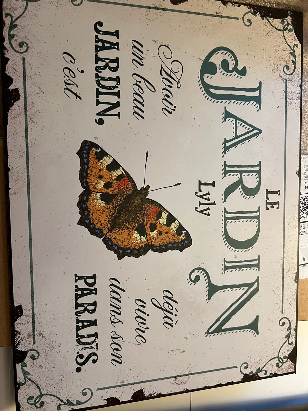 Customer photo review of Joie dans le jardin – Outdoor-Pancarte de porte