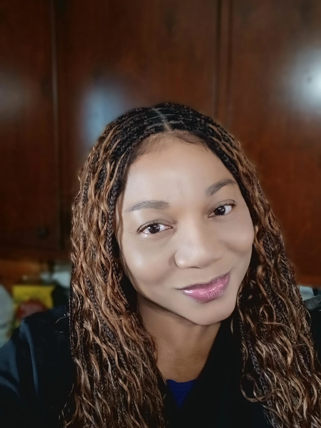 Customer photo review of 24" Swiss HD Full Lace Lightweight Human Hair Curls Boho Box Braided Wig