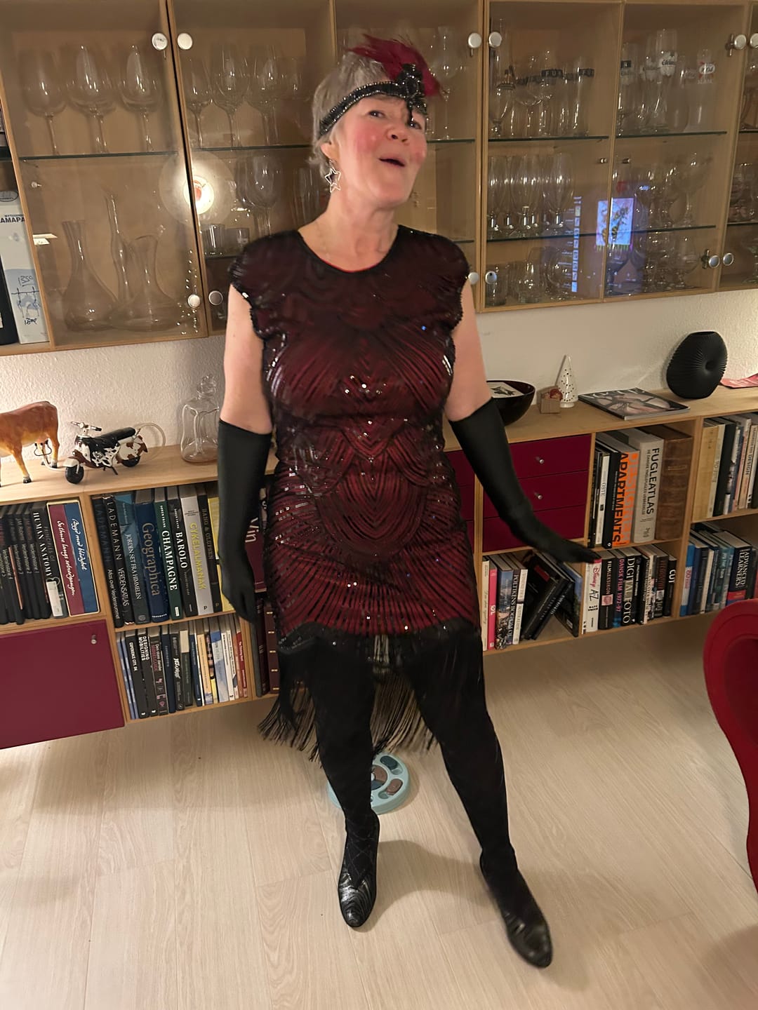 Customer photo review of 1920s Red Mable Flapper Dress