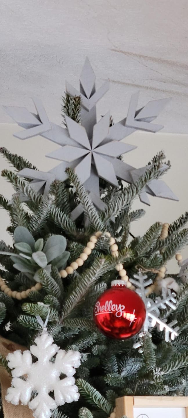 Customer photo review of Handcrafted Cedar Wooden Snowflake