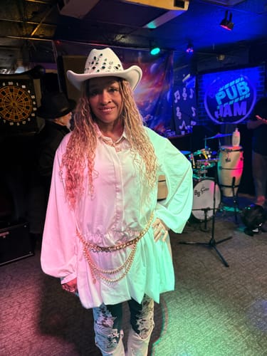 Customer photo review of 24" HD Full Lace Lightweight Human Hair Curls Boho Box Braided Wig