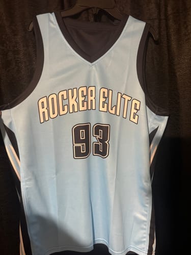 Customer photo review of Custom Black White Side Gradient Patttern Double Side Sports Uniform Basketball Jersey