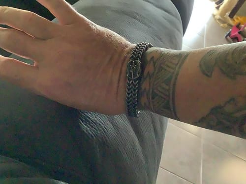 Customer photo review of St. Michael Defend Us Bracelet - Helps Pair Veterans With A Service Dog Or Shelter Dog