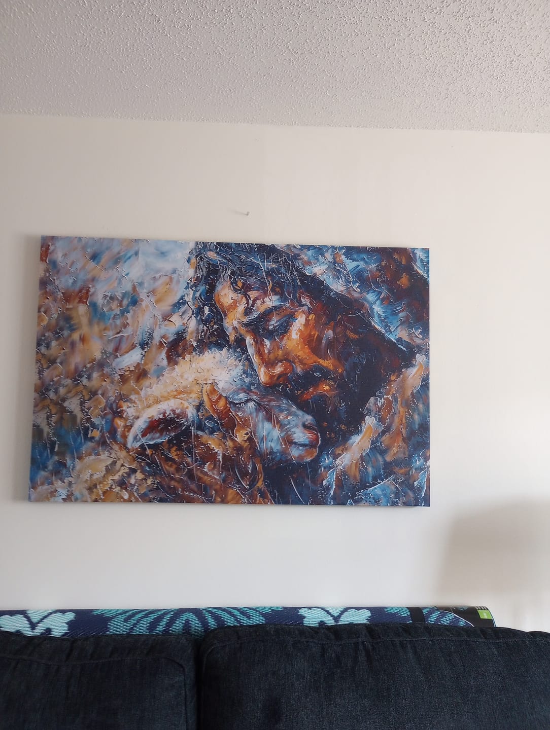 Customer photo review of Abstract Painting of Jesus and Lost Lamb Wall Art Canvas