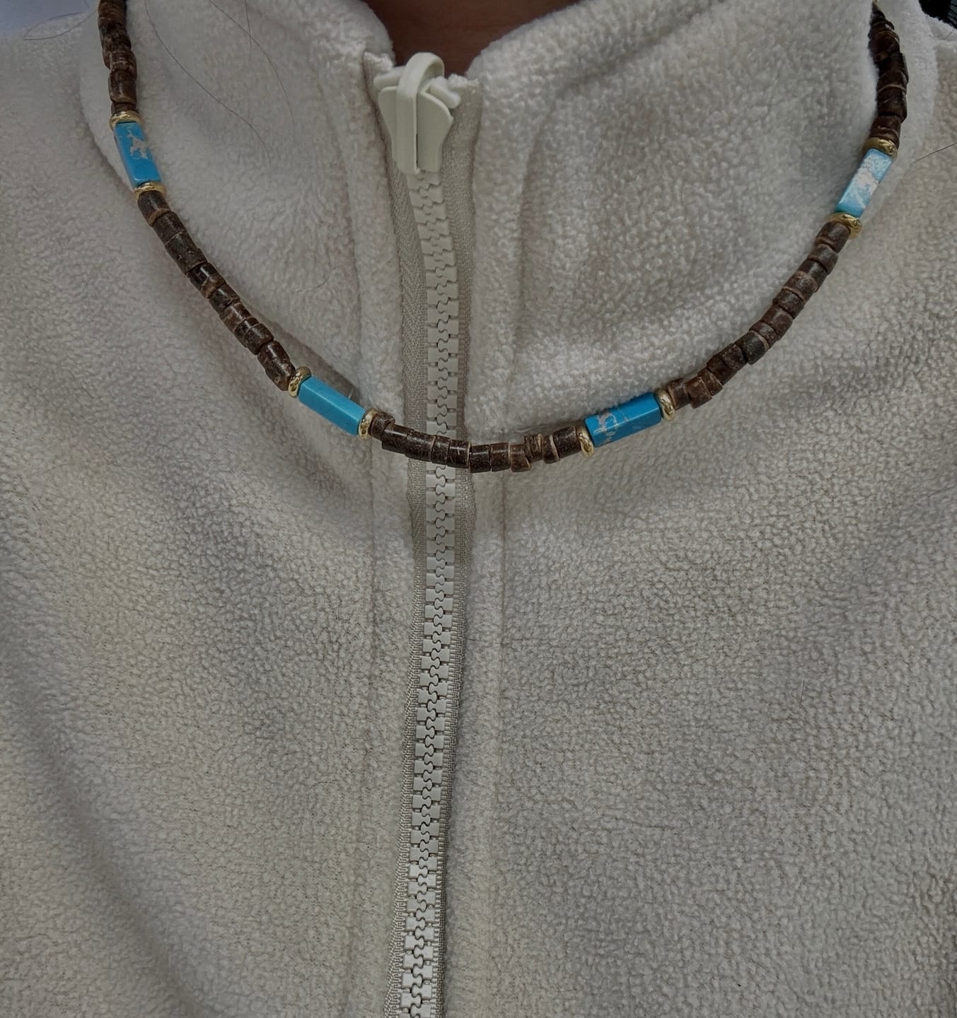 Customer photo review of Olivenorma Brown Coconut Wood Beads Natural Stone Beads Necklace