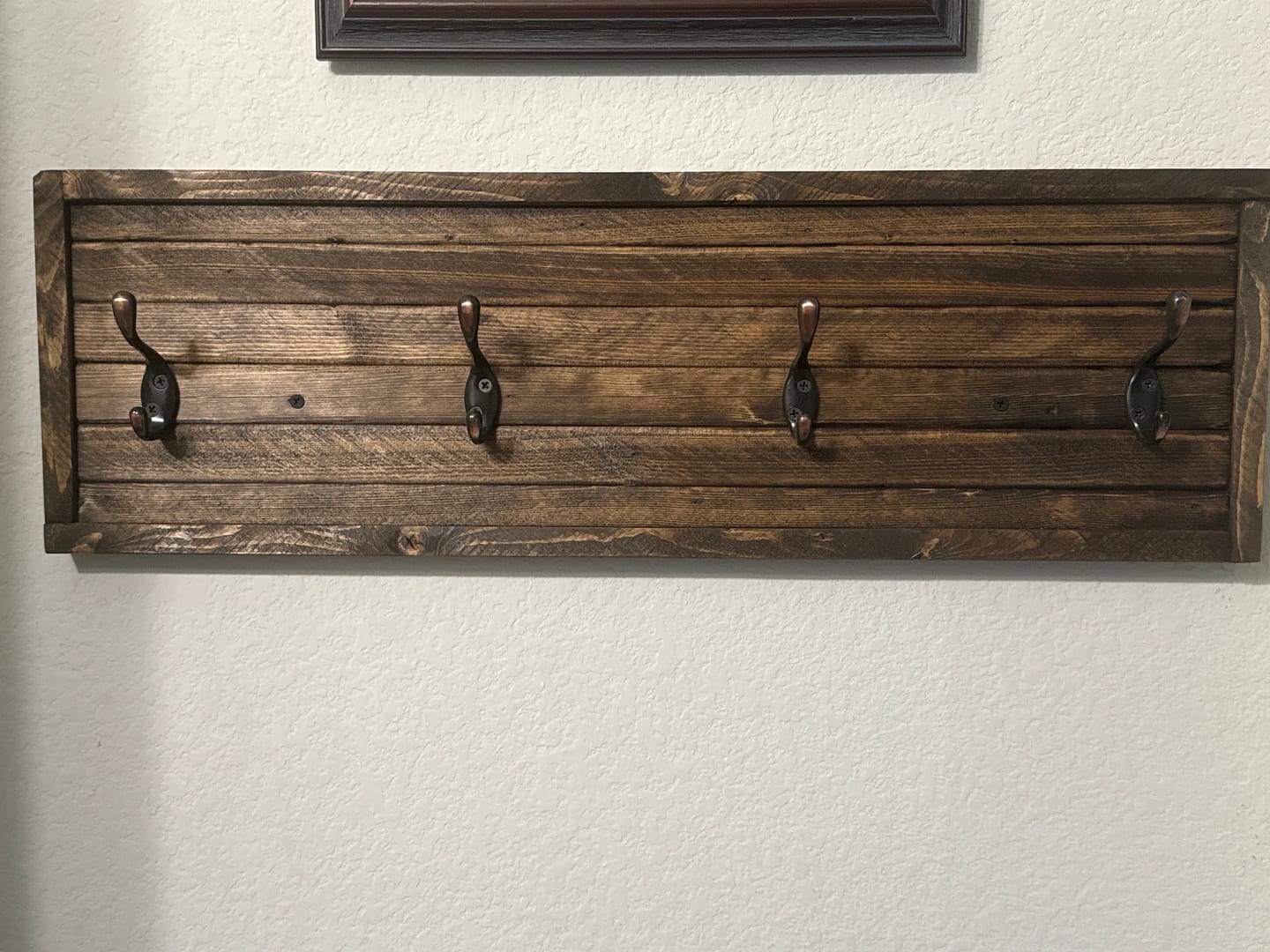 Customer photo review of Rustic Farmhouse Style Wooden Coat Rack - Dark Pine