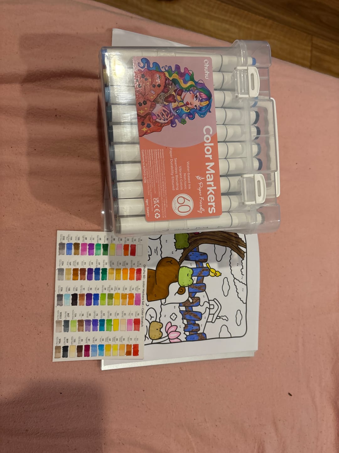 Customer photo review of Ohuhu Paper-friendly (No Peeling) Markers Water-based 60 Colors