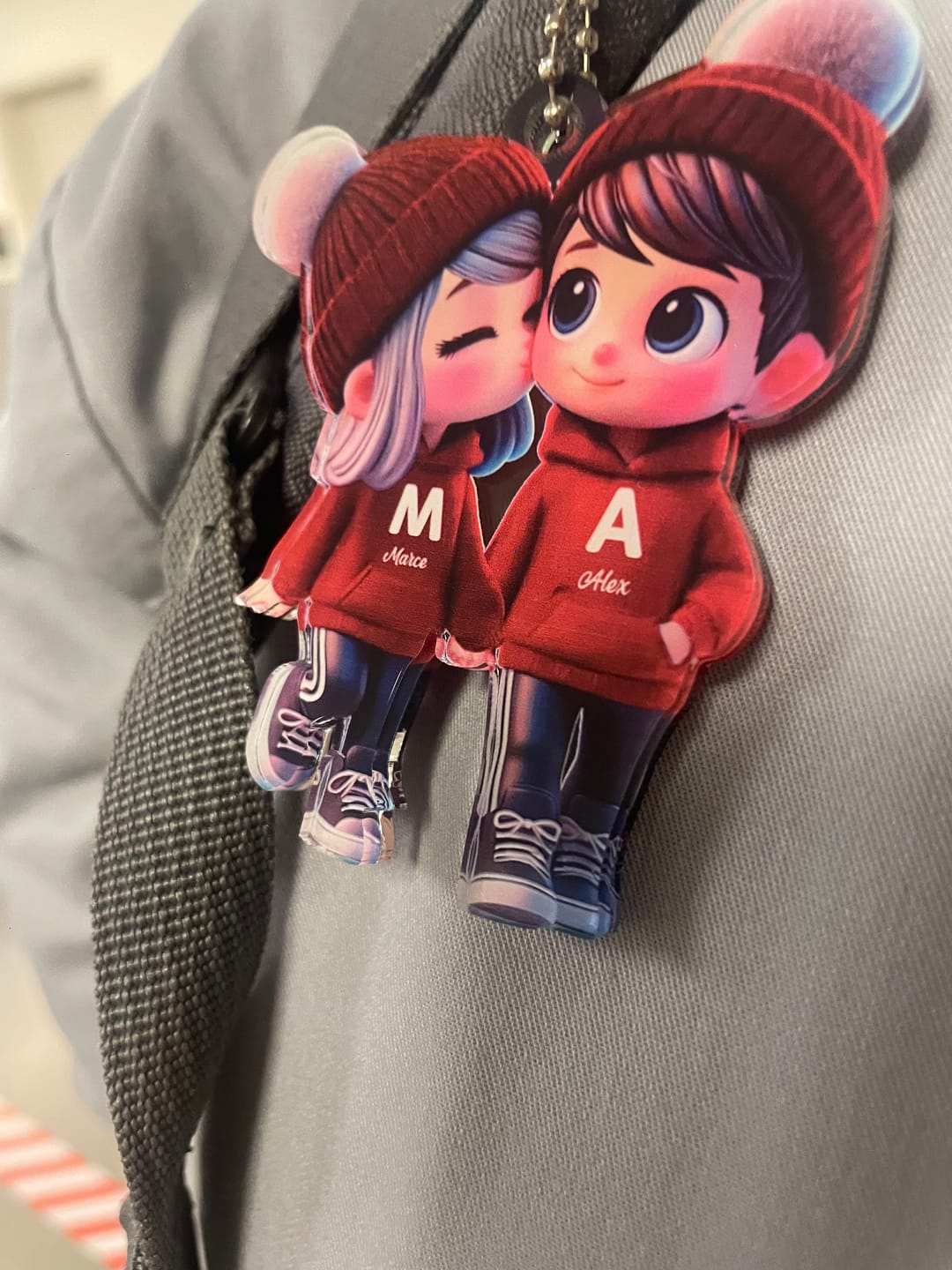 Customer photo review of Cute Cartoon Couple Walking Personalized Ornament