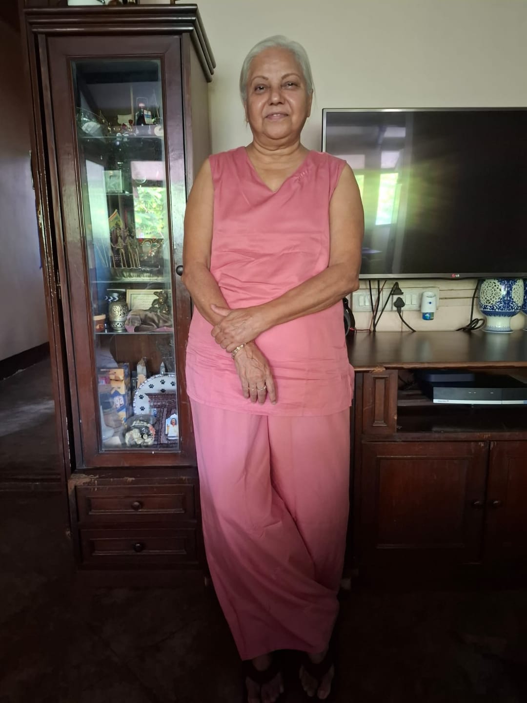 Customer photo review of Rose V-Neck Sleeveless Top