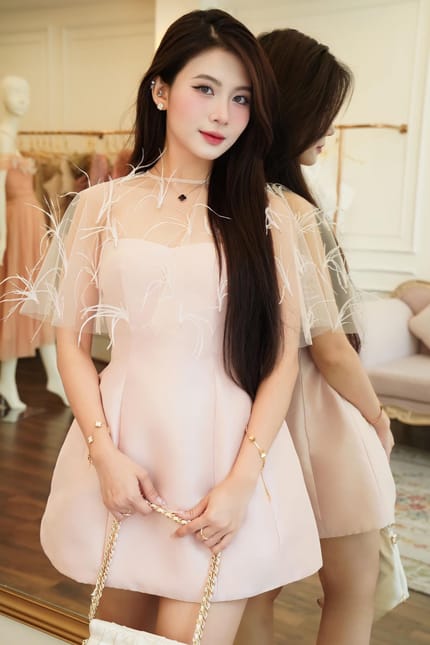 Customer photo review of KEIRA Cape Shoulder Mini Dress