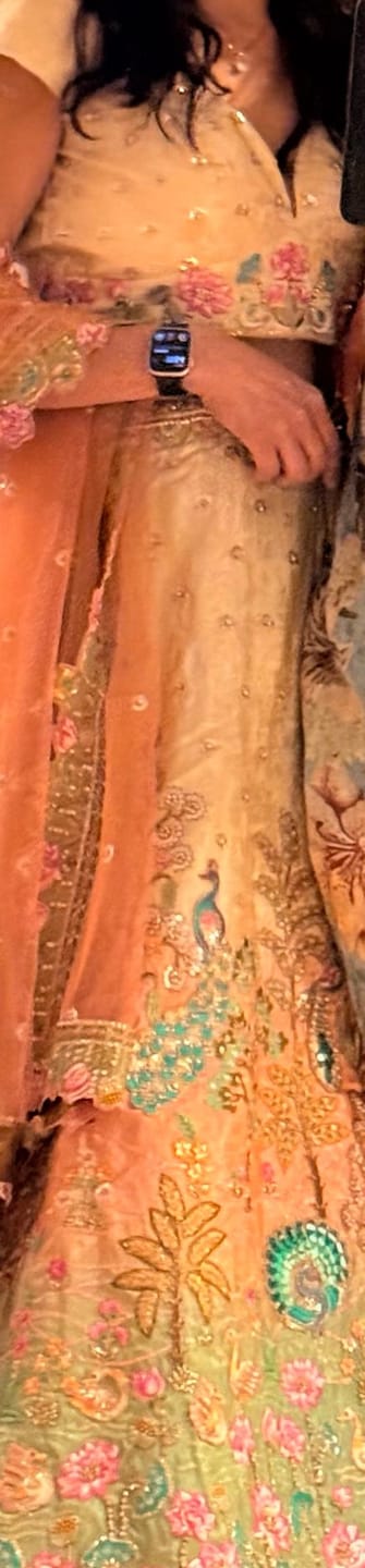 Customer photo review of Blue & Pink Viscose Tissue Silk Lehenga Choli with Stunning Floral Embroidery & Sequins Design