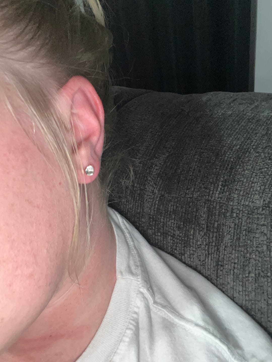 Customer photo review of Petite Faux Diamond Studs Hypoallergenic Earrings for Sensitive Ears Made with Plastic Posts