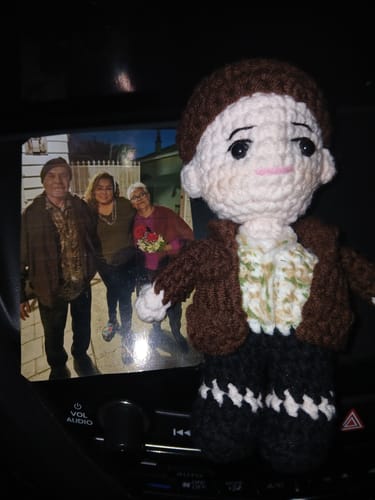 Customer photo review of Dolly® Personalized Crochet Doll with Photo Card