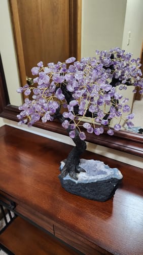Customer photo review of Amethyst 17" Tall Handmade Gemstone Tree on a Crystal base, 240 Gems #5405AMTH