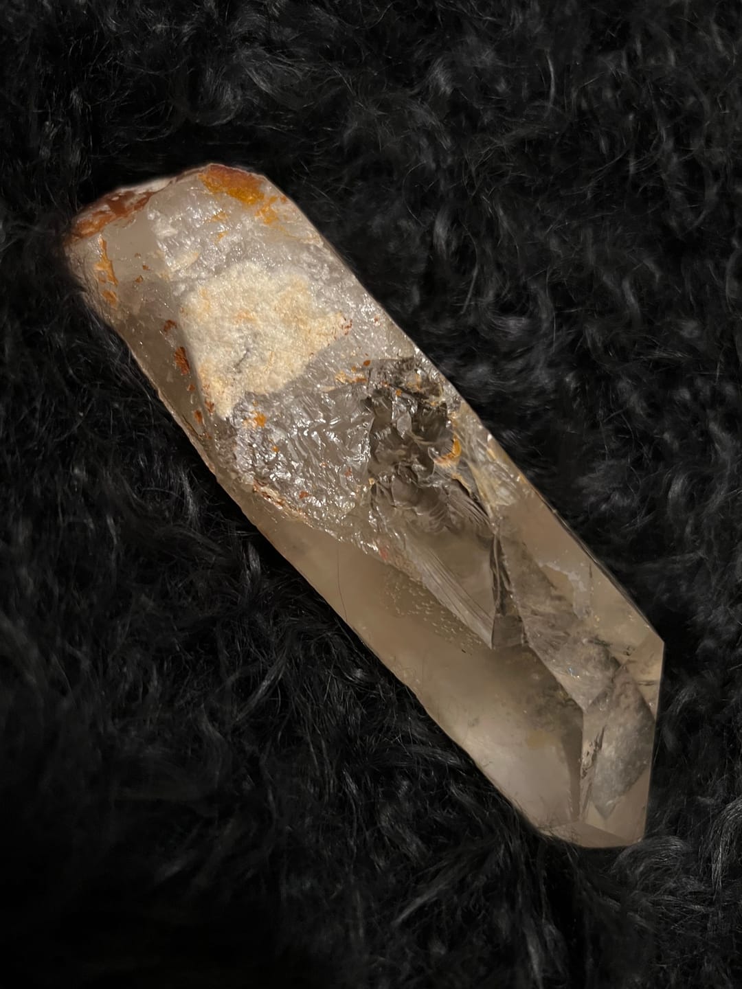 Customer photo review of Clear Quartz or Smoky Quartz Natural Point 6-8"