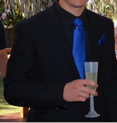 Customer photo review of Barry Wang Cobalt Blue Solid Silk Men's Tie Handkerchief Cufflinks Set