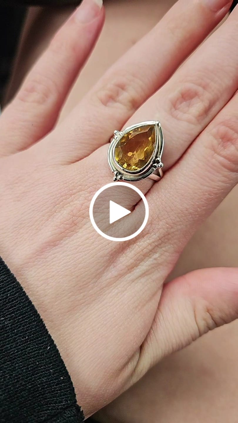 Customer video review of Citrine Teardrop Ring Sterling Silver