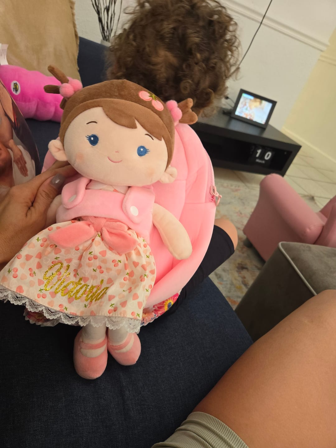 Customer photo review of Personalized Doll Carrier Backpack - 3 Colors