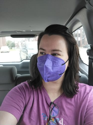 Customer photo review of KN95 Respirator Face Mask Cone Shape - Purple