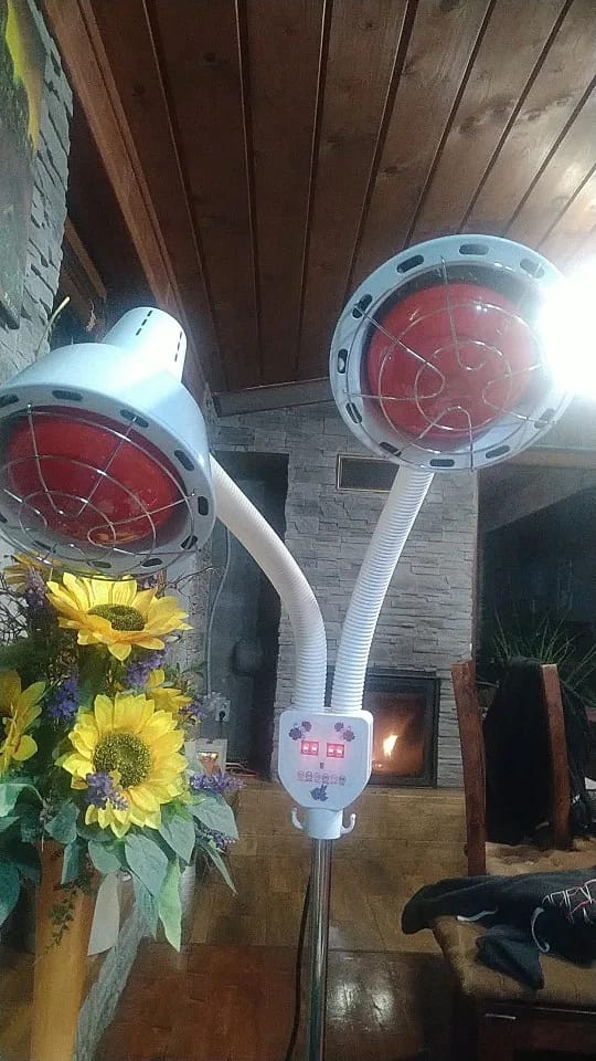 Customer photo review of Red Light Therapy LED Electric Infrared Baking Lamp 275W Double-head 360° Adjustable Temperature Heat Lamp Remote Control With Rotating Pulley Base