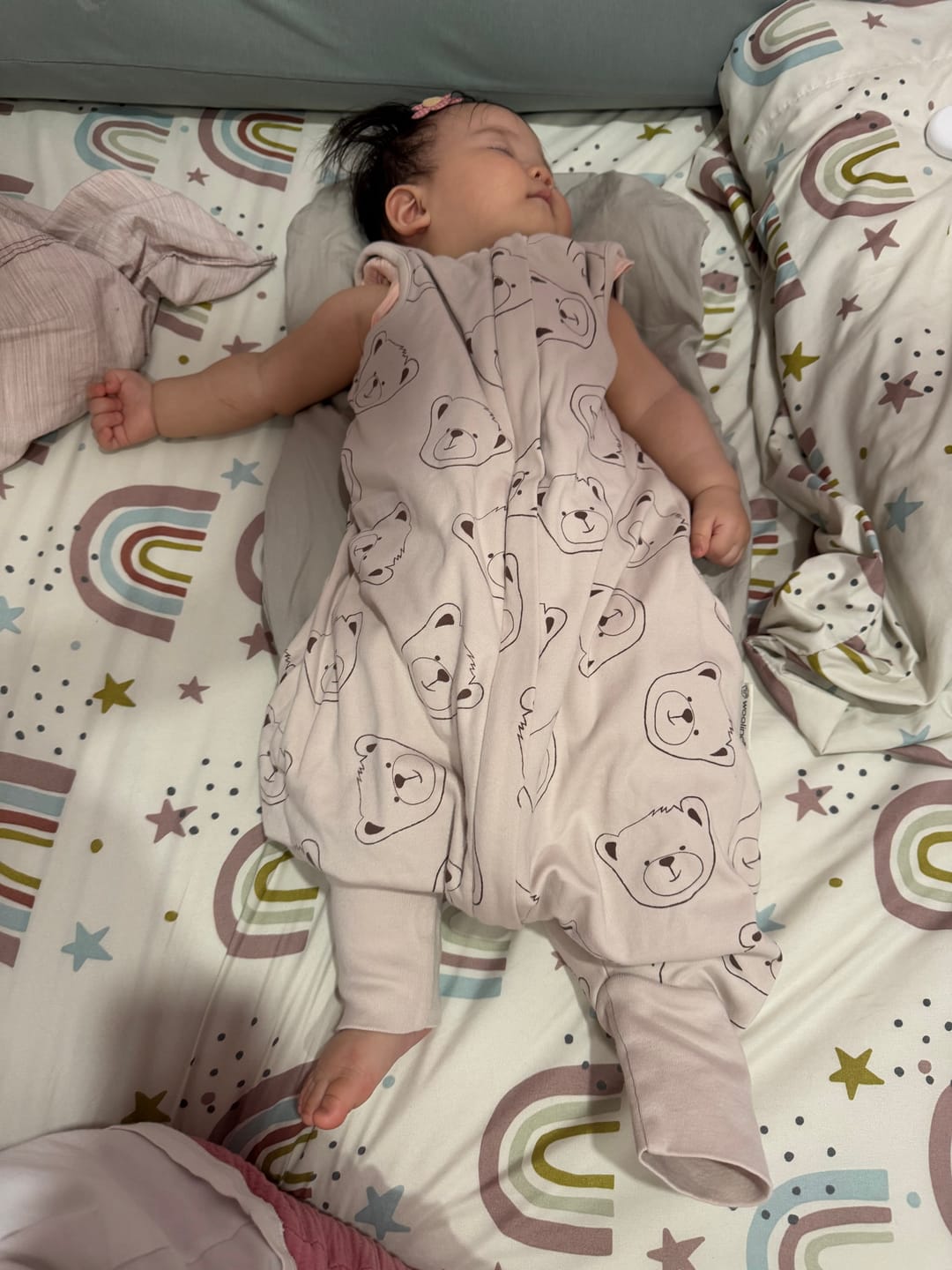 Customer photo review of 4 Season® Baby Sleep Bag with Feet, Merino Wool & Organic Cotton, Teddy Bear