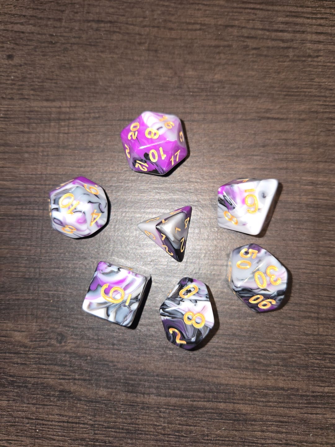 Customer photo review of Visions of Nightmares Acrylic Dice Set