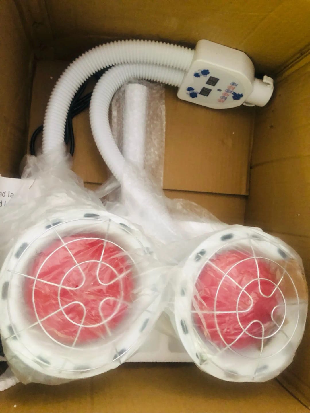 Customer photo review of Red Light Therapy LED Electric Infrared Baking Lamp 275W Double-head 360° Adjustable Temperature Heat Lamp Remote Control With Rotating Pulley Base