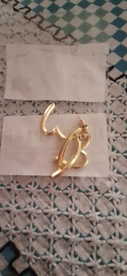 Customer photo review of Gold-Tone Earrings Open-Heart Charm With Minimalist Silhouette — Gold | KIMLUD
