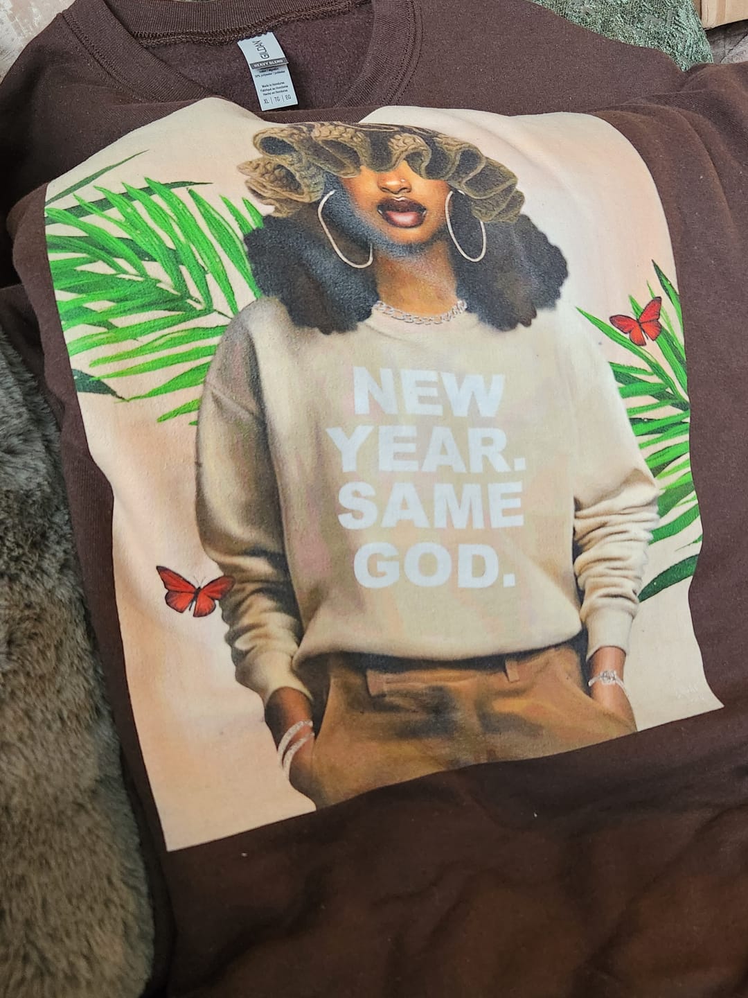 Customer photo review of New year, Same God print sweatshirt