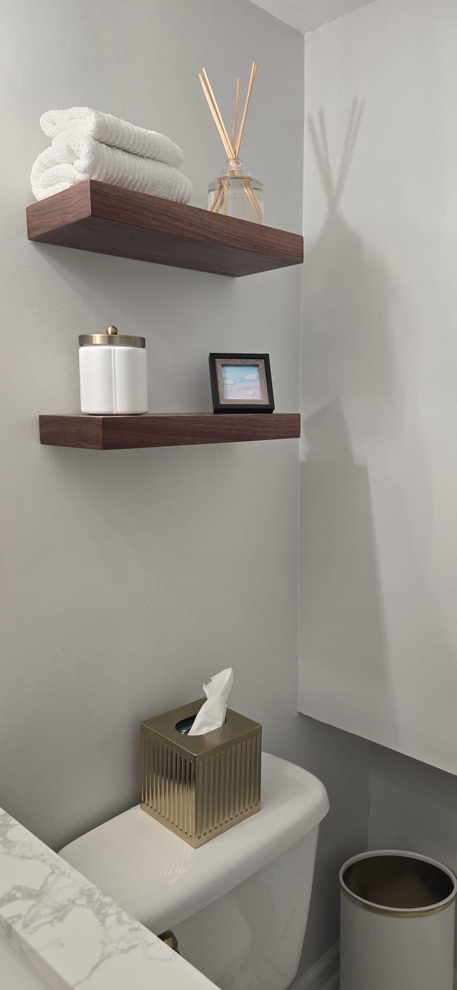 Customer photo review of Walnut Floating Shelves