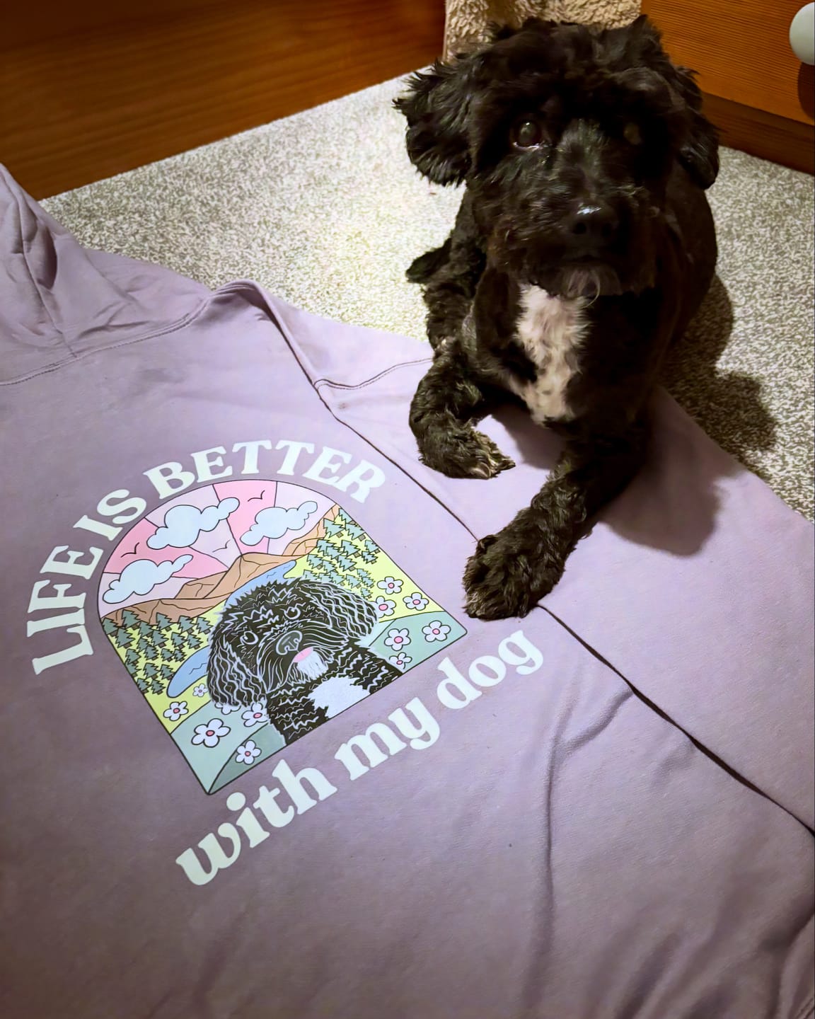 Customer photo review of Personalised Life is Better with your dog Hoody