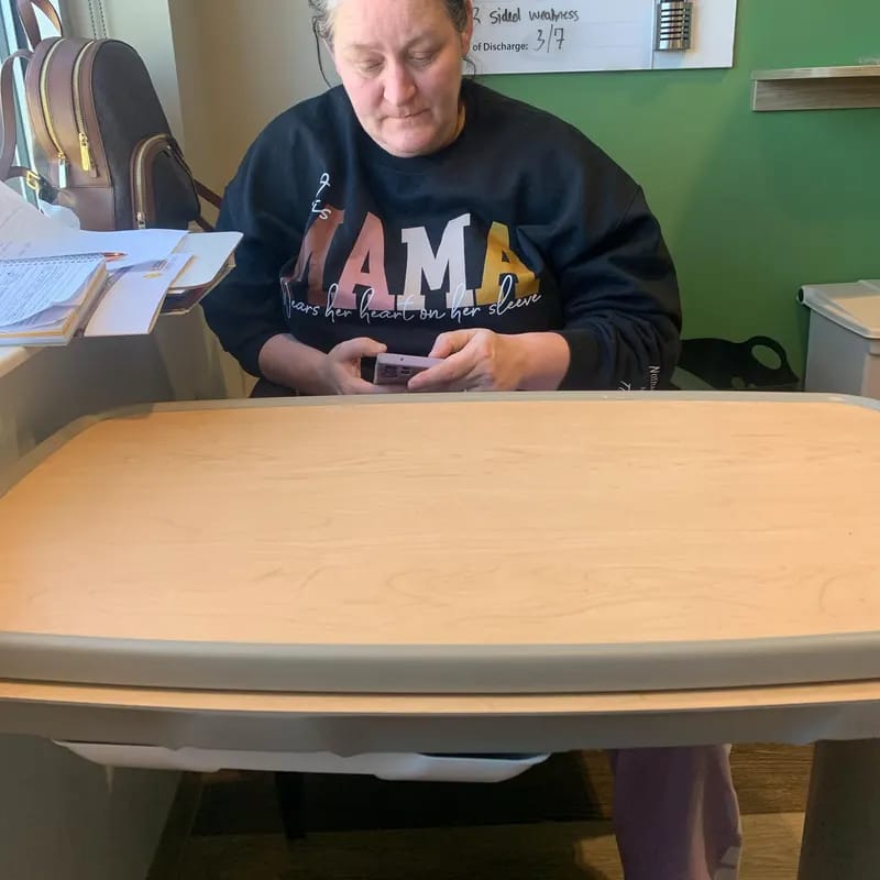 Customer photo review of Custom This Mama Wears Her Heart on Her Sleeve Sweatshirt