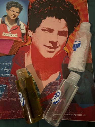 Customer photo review of Blessed Exorcised Holy Water Oil & Salt - Christian Sacramentals