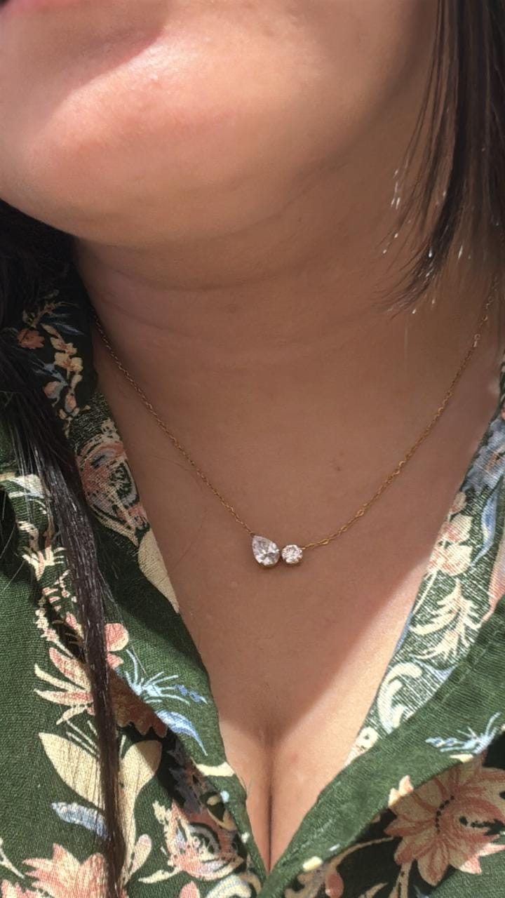 Customer photo review of Double Drop Delicacy Gold Chain Necklace