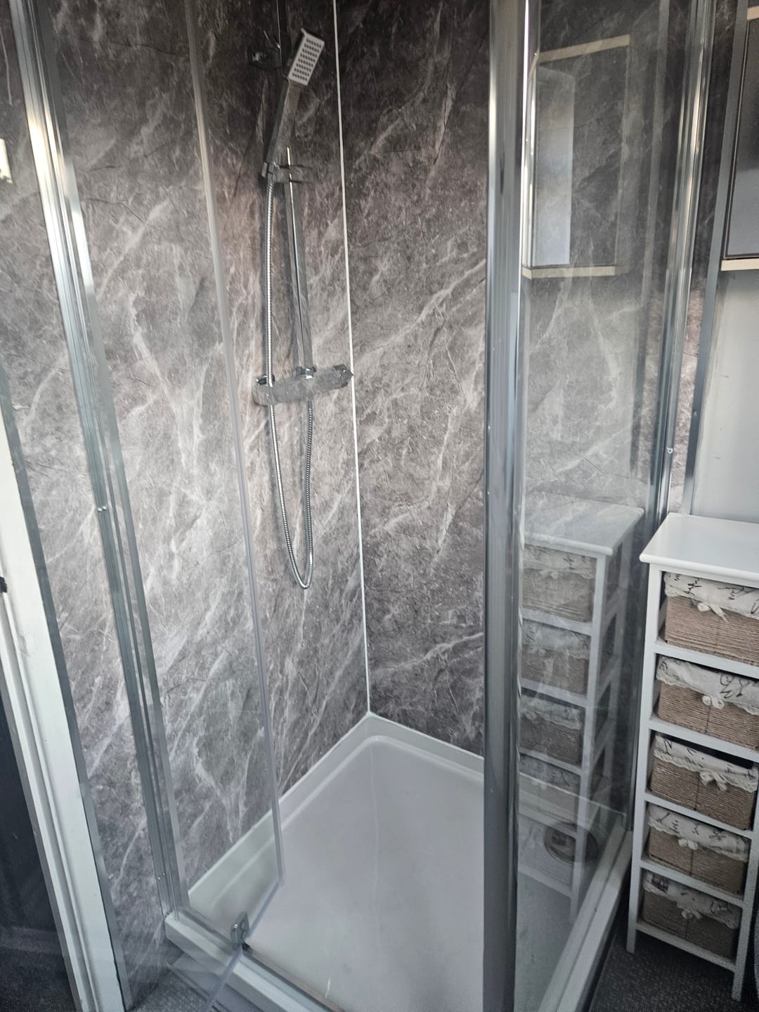 Customer photo review of 10mm Dark Grey Marble Matt Shower Panel 1M x 2.4M