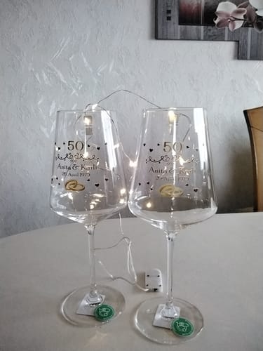 Kundenbewertung mit Foto zu Leonardo Weingläser zur Goldenen Hochzeit mit Namen & Datum im Set