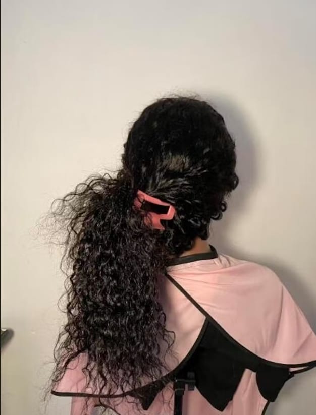 Customer photo review of MORE FACE 360 Glueless Wig Water Wave Invisi Drawstring Wear And Go Wig Quick Install Pre-Bleached And Pre-Cut HD Lace Human Hair Wigs Beginner Friendly