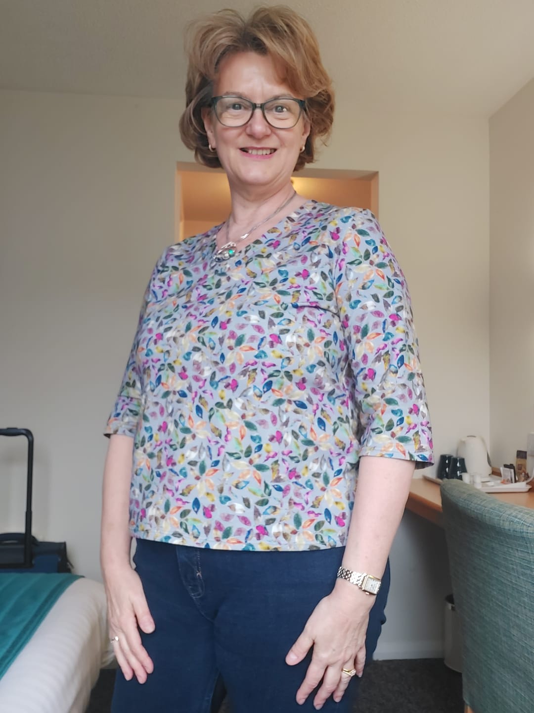 Customer photo review of Chroma Leaves Cotton Jersey Fabric