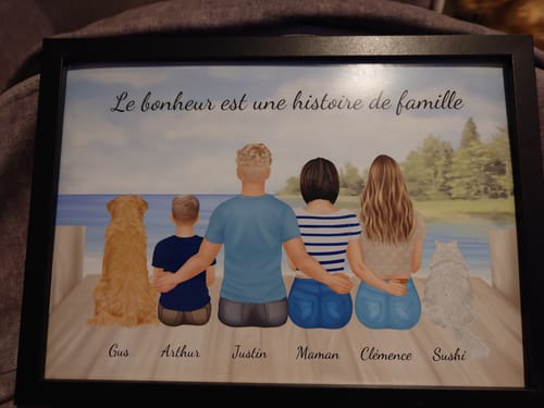 Customer photo review of Affiche Personnalisée - Famille Papa Maman Enfants & Animaux