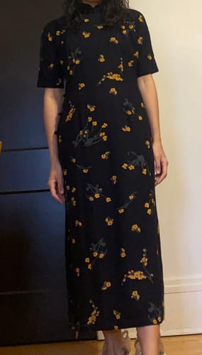 Customer photo review of Su Mei 苏梅 Ink Flower 1930s Half Sleeve Cotton Qipao