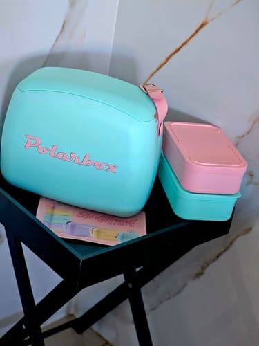Customer photo review of Polarbox Retro Cooler Box 6L Cyan Rosa | Includes 2 Lunch Boxes