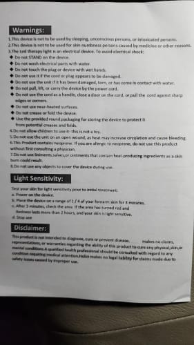 Customer photo review of Red Infrared Therapy Belt Body Wearable Wrap Large heating Pad LED Beauty Devices for Face and Body Shoulder Joint Muscle