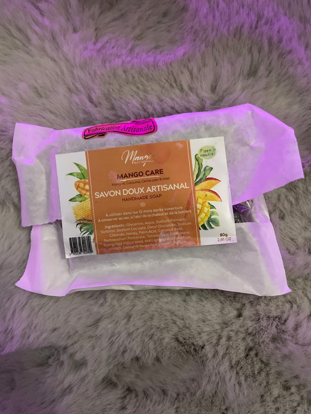 Customer photo review of Savon doux artisanal Cerise & Curcuma