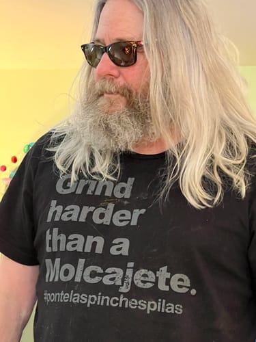 Customer photo review of Premium Old School Crew Gring Harder Than A Molcajete T-shirt