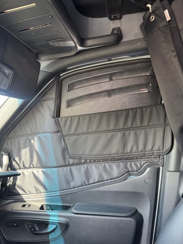 Customer photo review of Sprinter - Front Window Covers (Set) for 2019+ with Terrawagen Ecoflow Vent/Bug Barrier