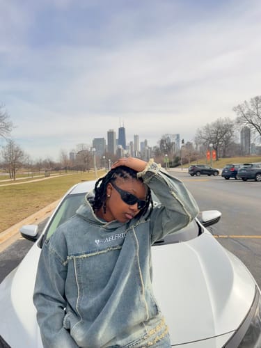 Customer photo review of Aelfric Eden Fringe Denim Washed Hoodie